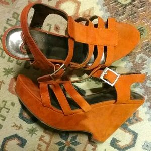 Orange platform sandals